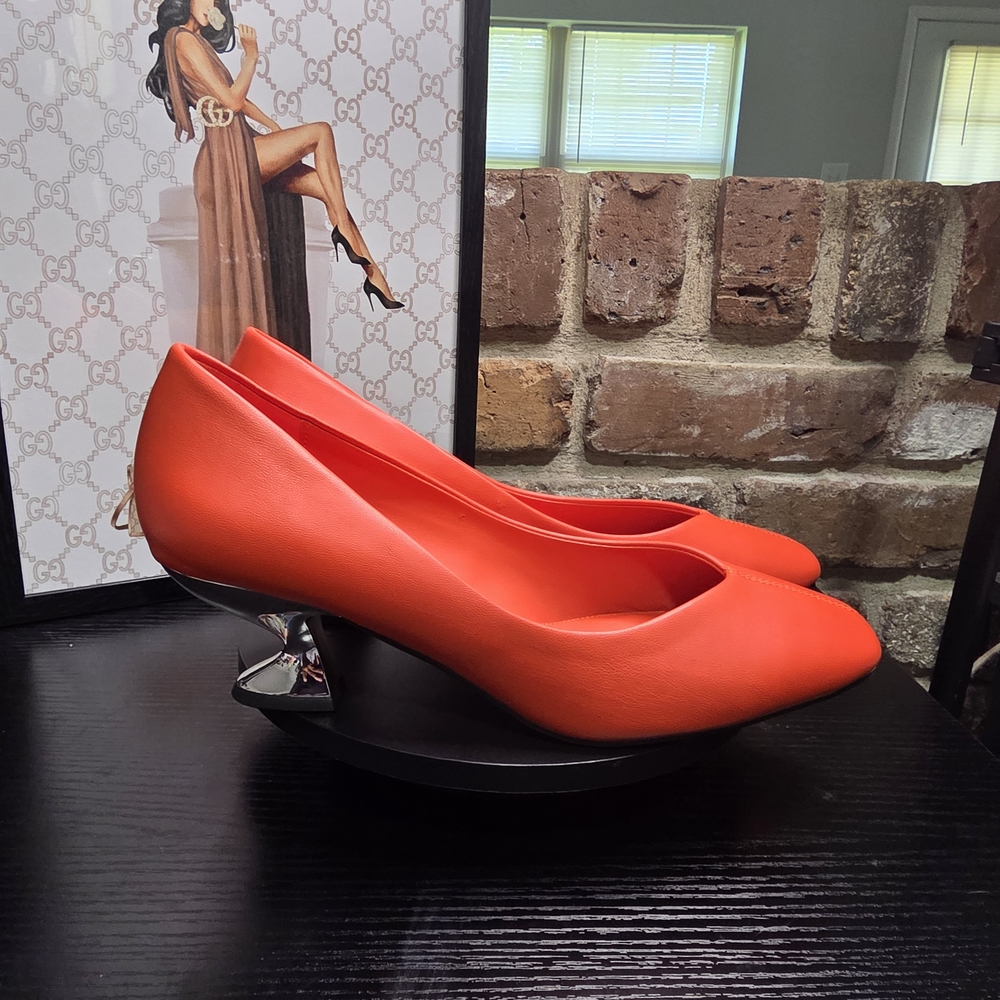 Katy Perry Collections Bright Orange Sculptural Heel Pumps - Picture 7 of 7